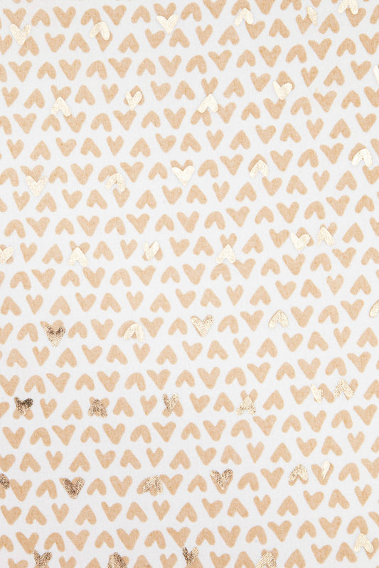 Cream Metallic Hearts Lightweight Scarf