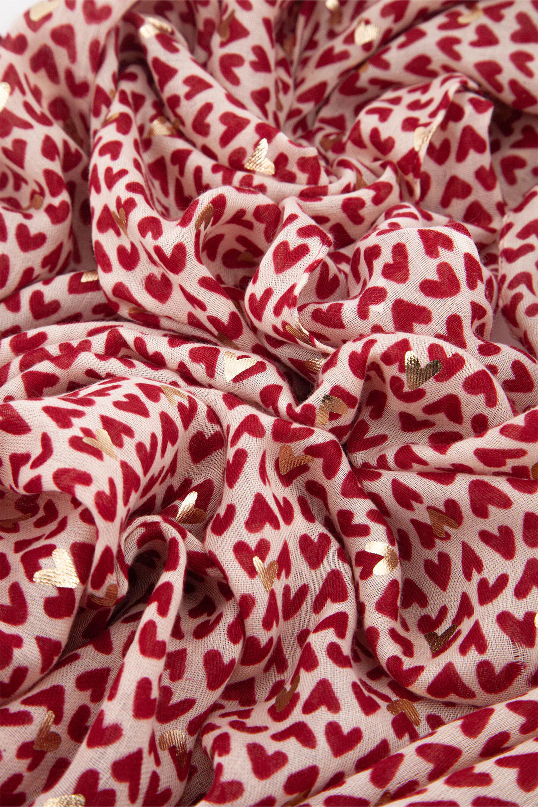 Red Metallic Hearts Lightweight Scarf