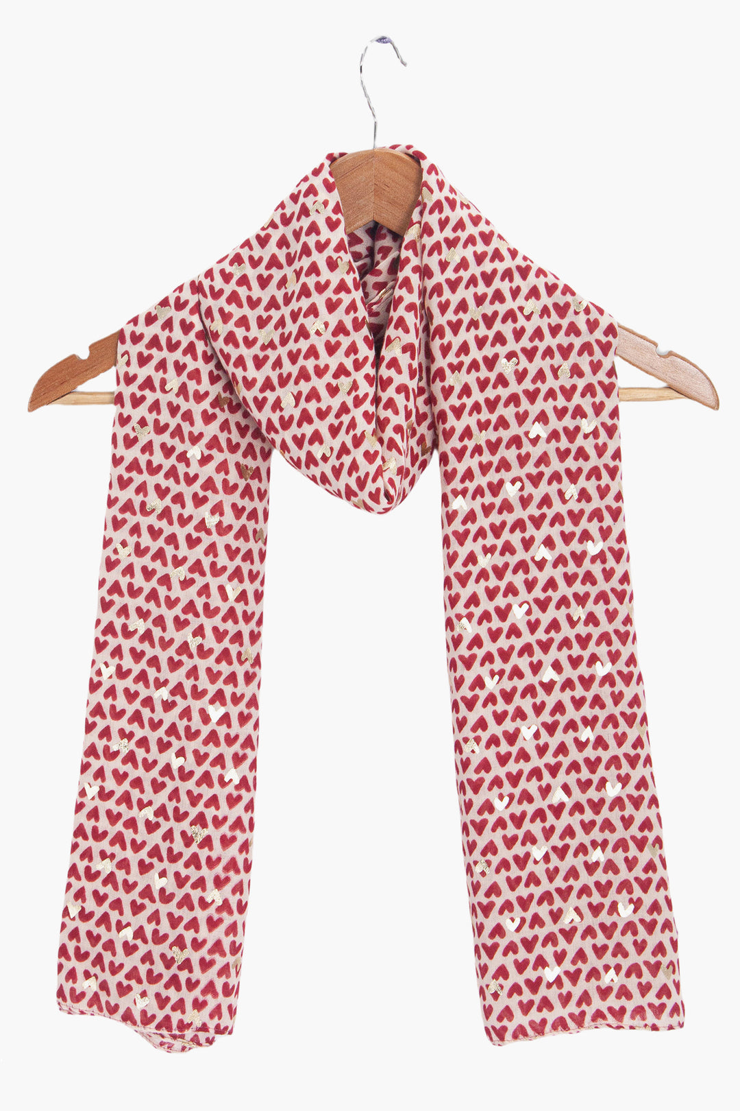 Red Metallic Hearts Lightweight Scarf