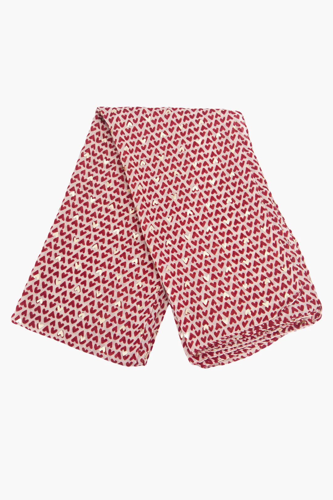 Red Metallic Hearts Lightweight Scarf