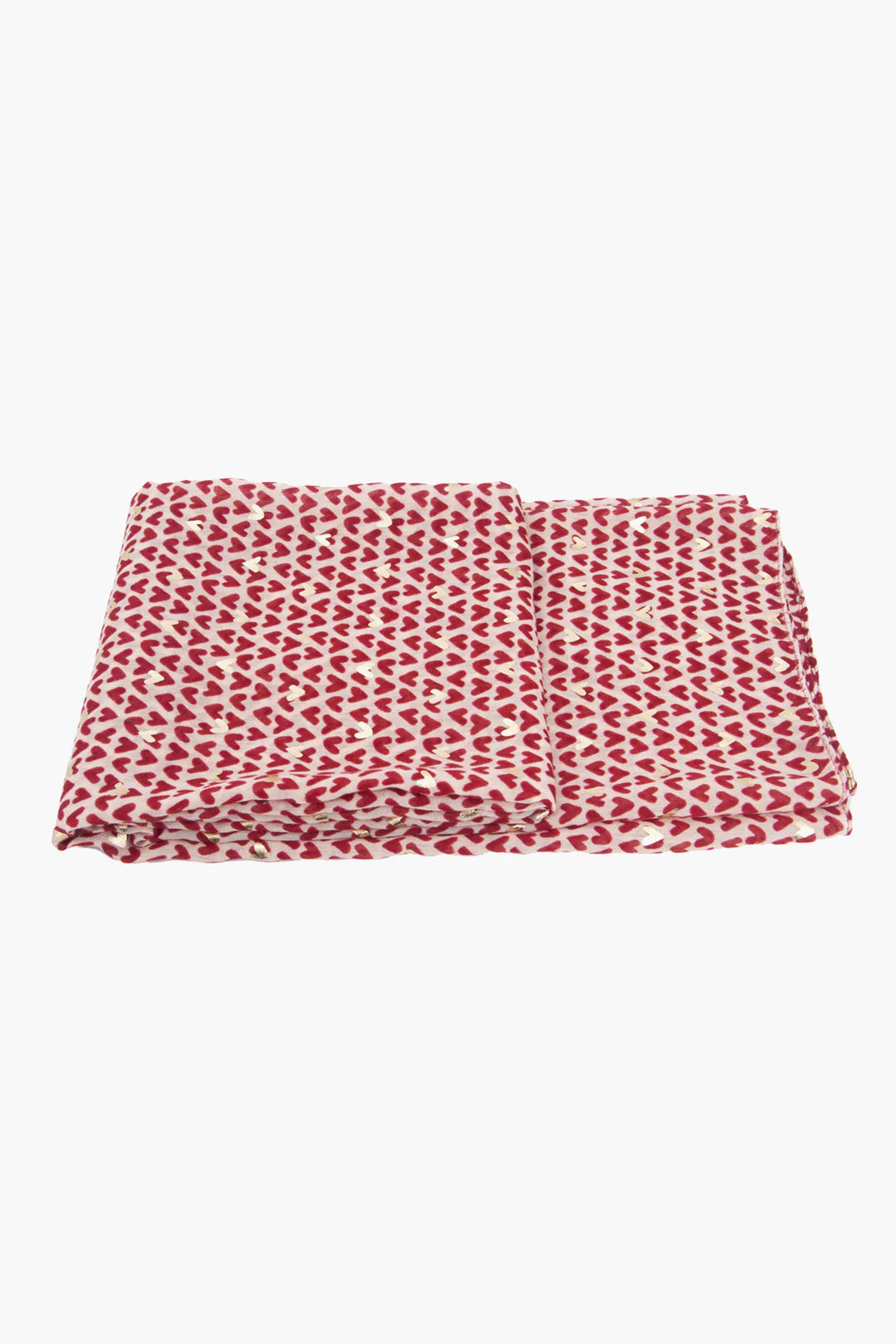 Red Metallic Hearts Lightweight Scarf