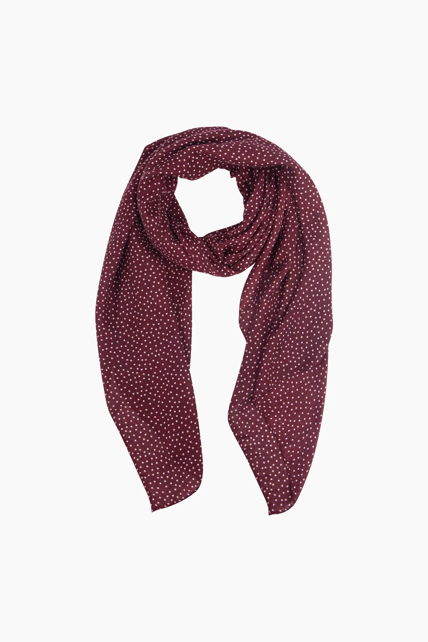 Spotted Lightweight Transitional Scarf in Wine