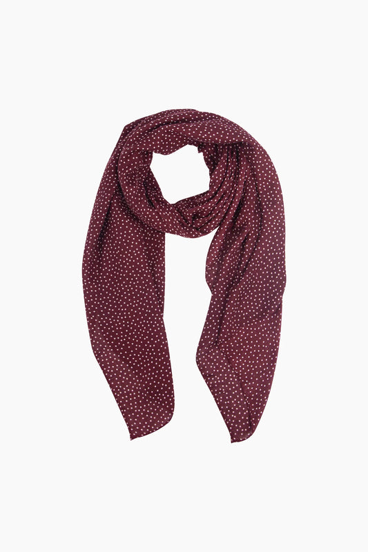 Spotted Lightweight Transitional Scarf in Wine
