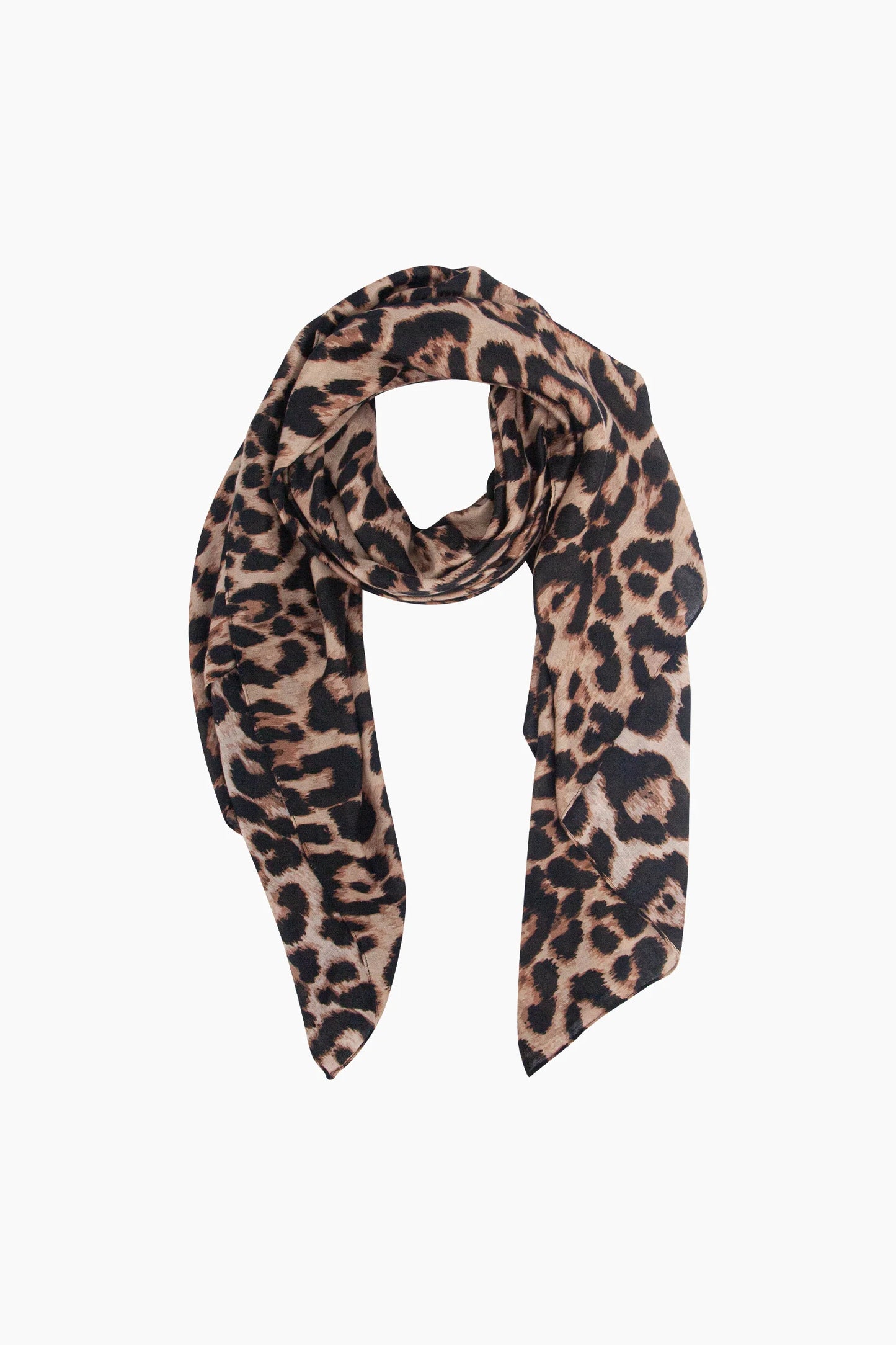 Large Leopard Print Lightweight Scarf in Brown