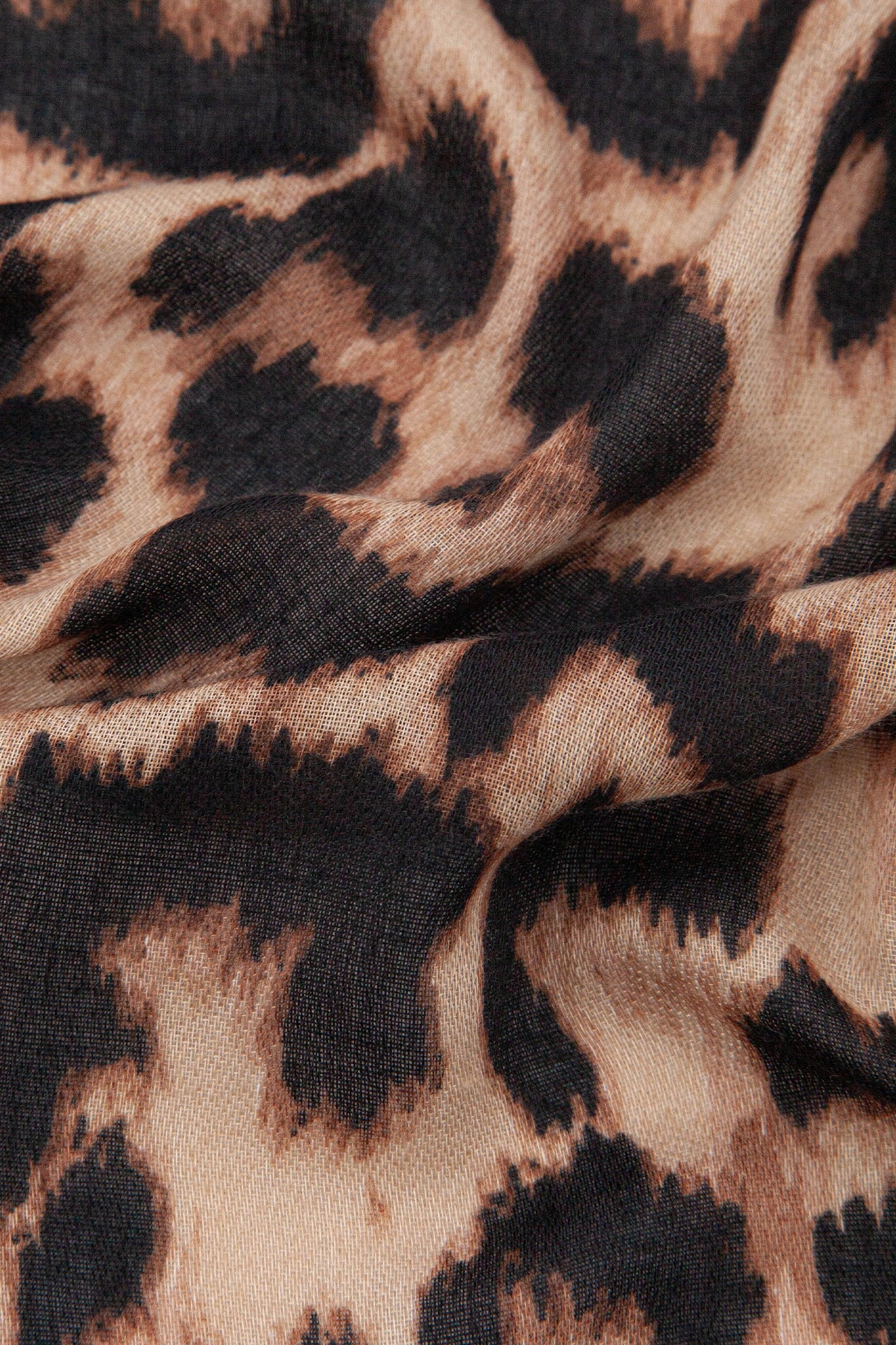 Large Leopard Print Lightweight Scarf in Brown