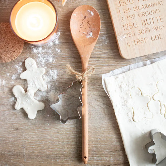 Christmas Tree Design Wooden Spoon Baking Set