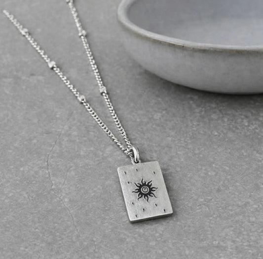 Celestial Sun Pendant Necklace  in Silver - NOSTRUM