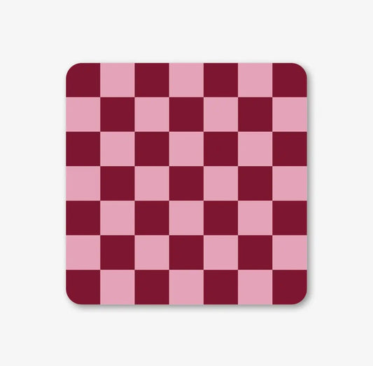 Red & Pink Checkerboard Coaster - Ella Goddard