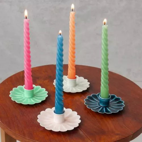 Enamel Flat Flower Candle Holder Assorted Colours - Rex London