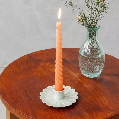 Enamel Flat Flower Candle Holder in Light Grey - Rex London