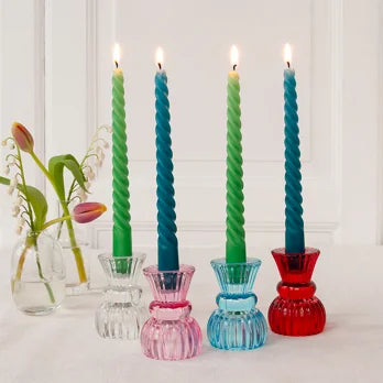 Twisted Candles in Blue & Green Pack of 4  - Rex London