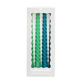Twisted Candles in Blue & Green Pack of 4  - Rex London