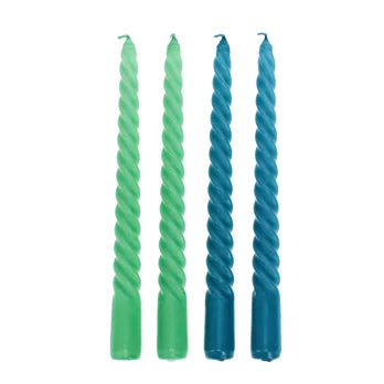 Twisted Candles in Blue & Green Pack of 4  - Rex London