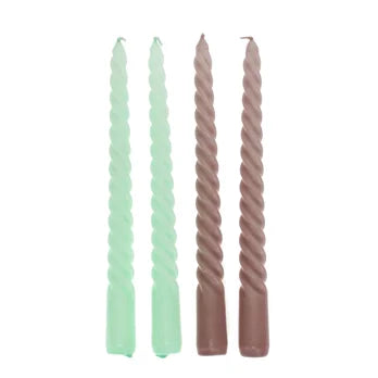 Twisted Candles in Mint Green & Taupe Pack of 4 - Rex London