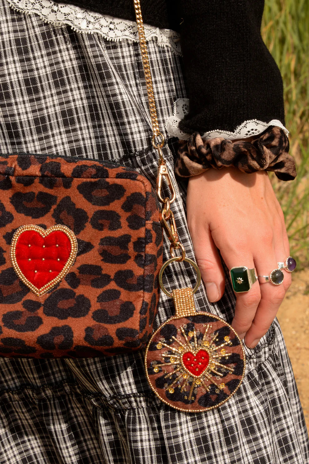 Leopard Print with Heart Detail Crossbody Bag  - My Doris
