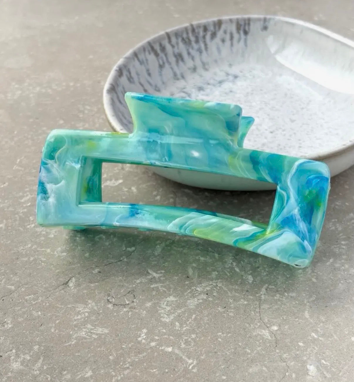 Green & Blue Marble Effect Claw Clip