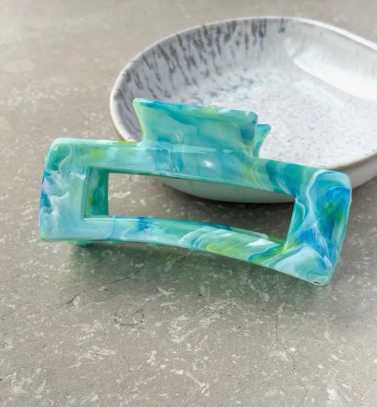 Green & Blue Marble Effect Claw Clip