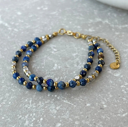 Double Layer Beaded Bracelet in Blue - NOSTRUM