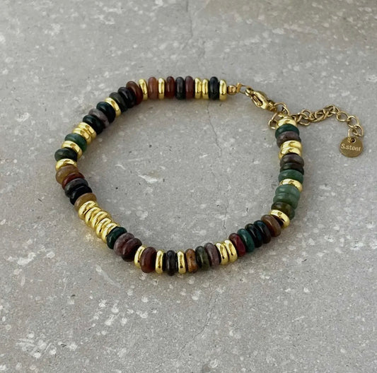 Earth Toned Beaded Bracelet in Gold - NOSTRUM
