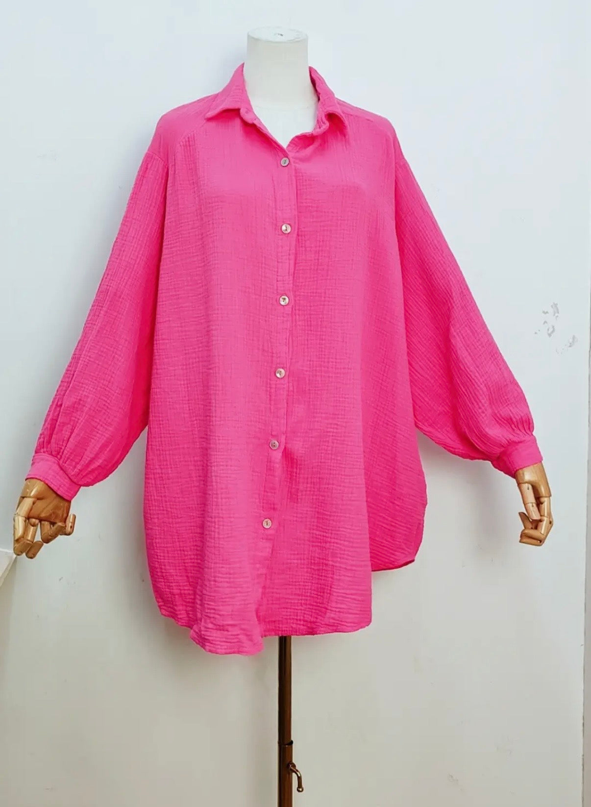 100% Cotton Oversized Shirt in Pink