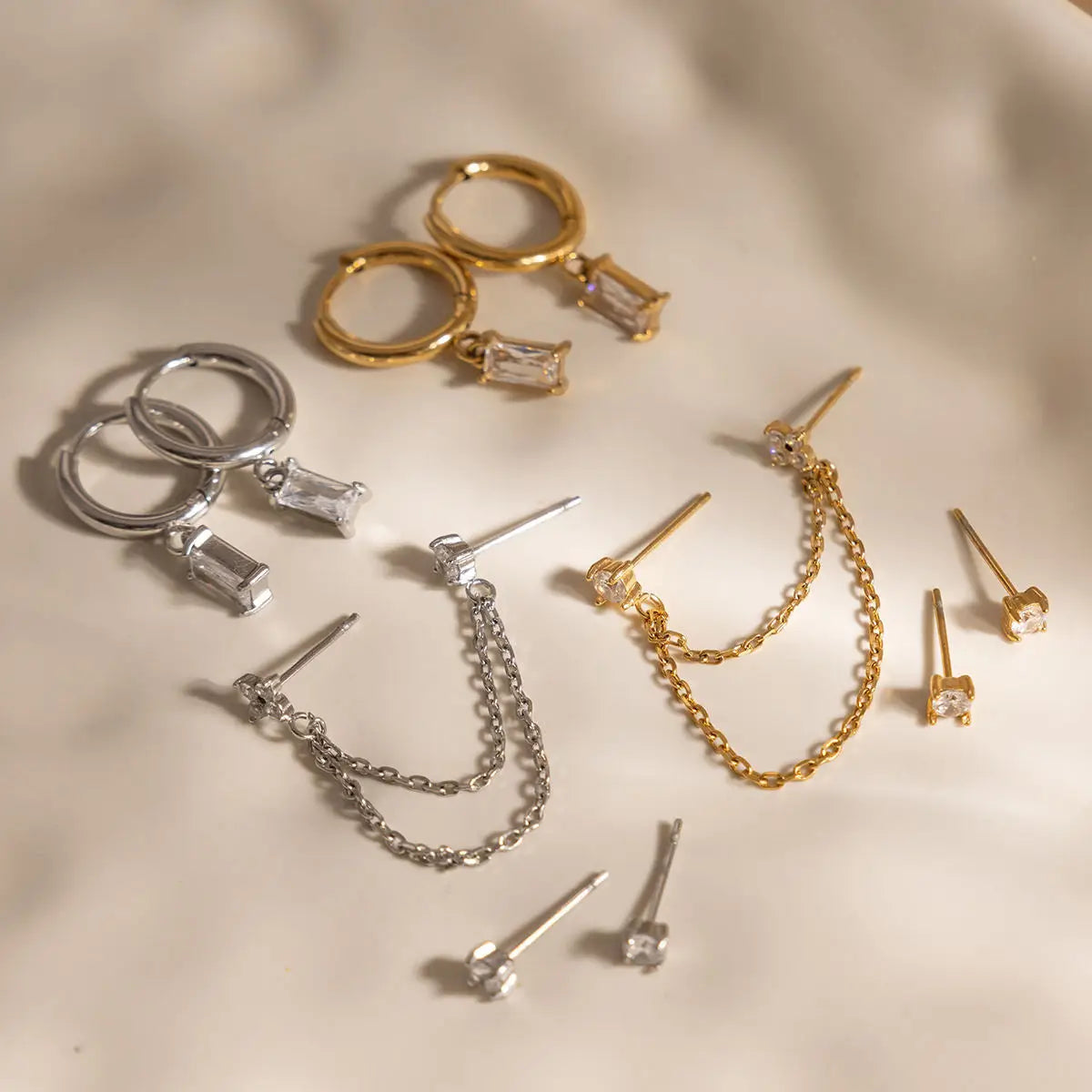 Triple Stacking Earring Set in Gold - NOSTRUM