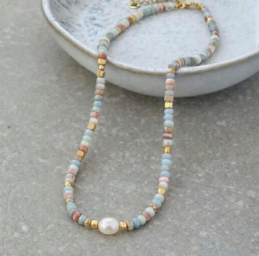 Beaded Necklace in Sea Spray - NOSTRUM