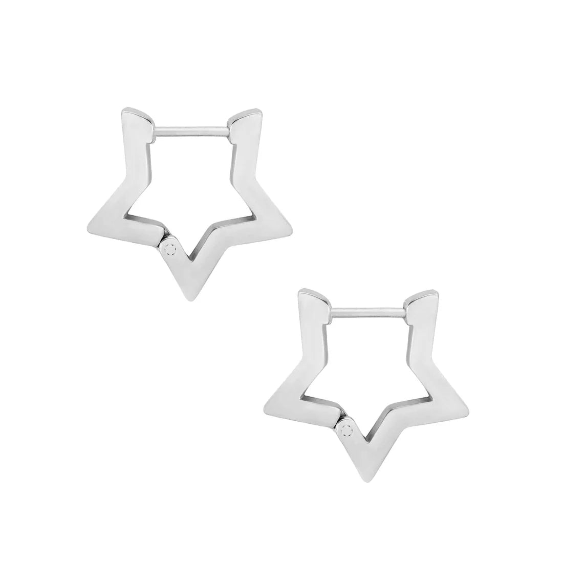 Star Shaped Hinged Huggies in Silver - NOSTRUM