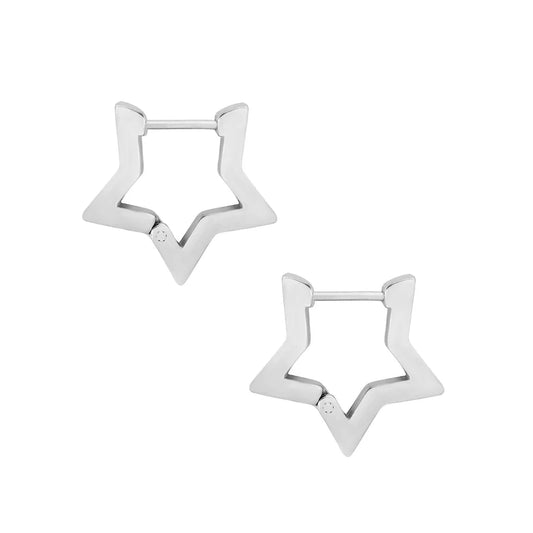 Star Shaped Hinged Huggies in Silver - NOSTRUM