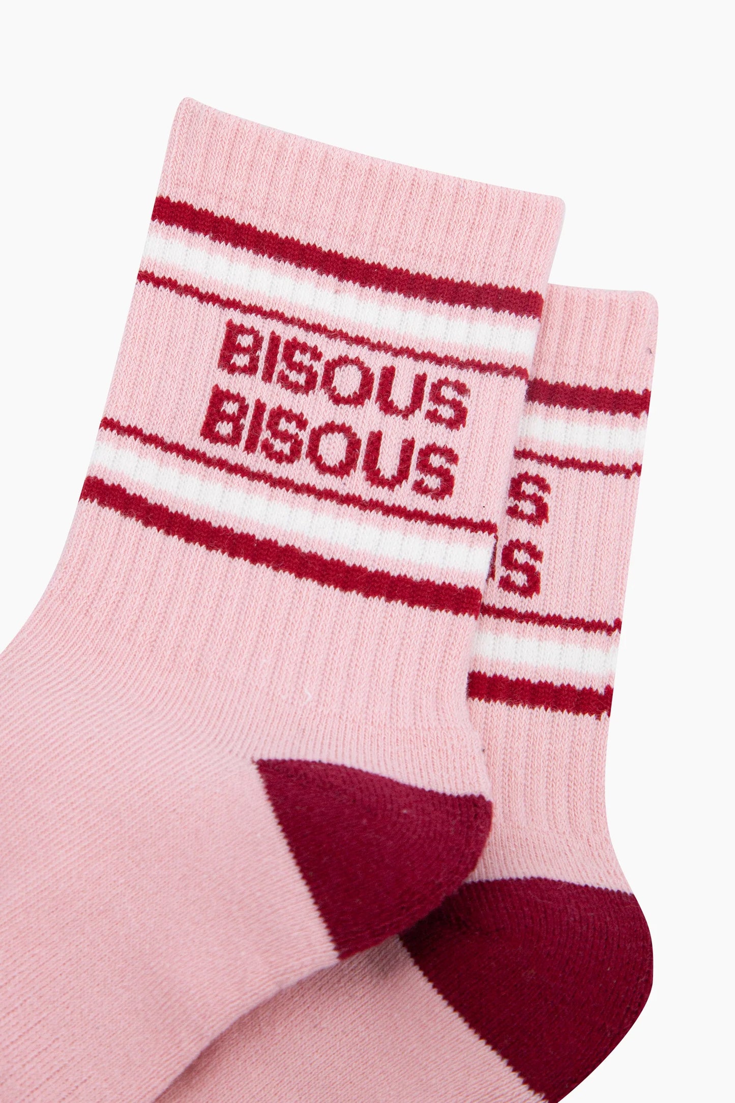 Bisous Bisous Sport Style Socks in Pink & Red - Sock Talk