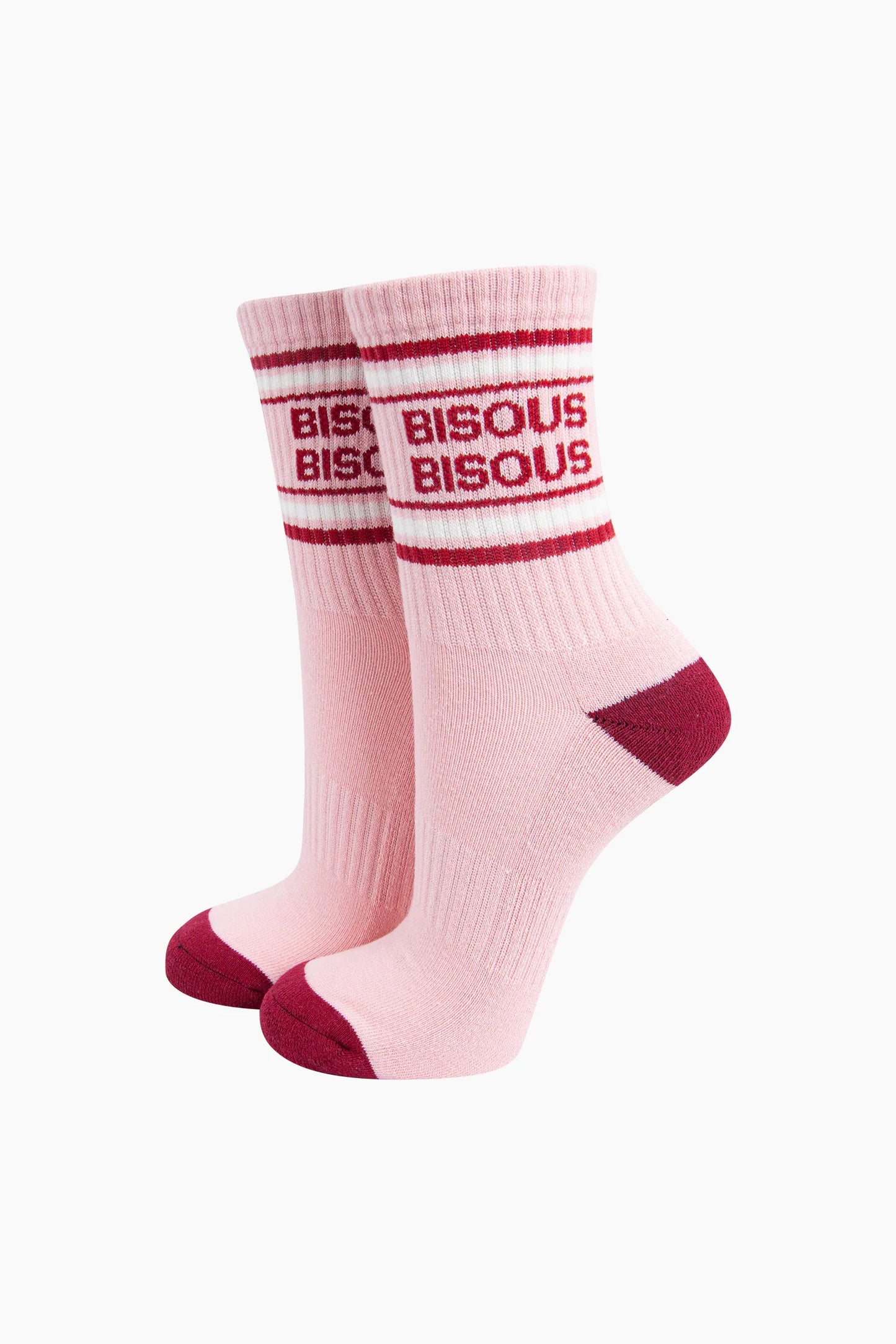 Bisous Bisous Sport Style Socks in Pink & Red - Sock Talk