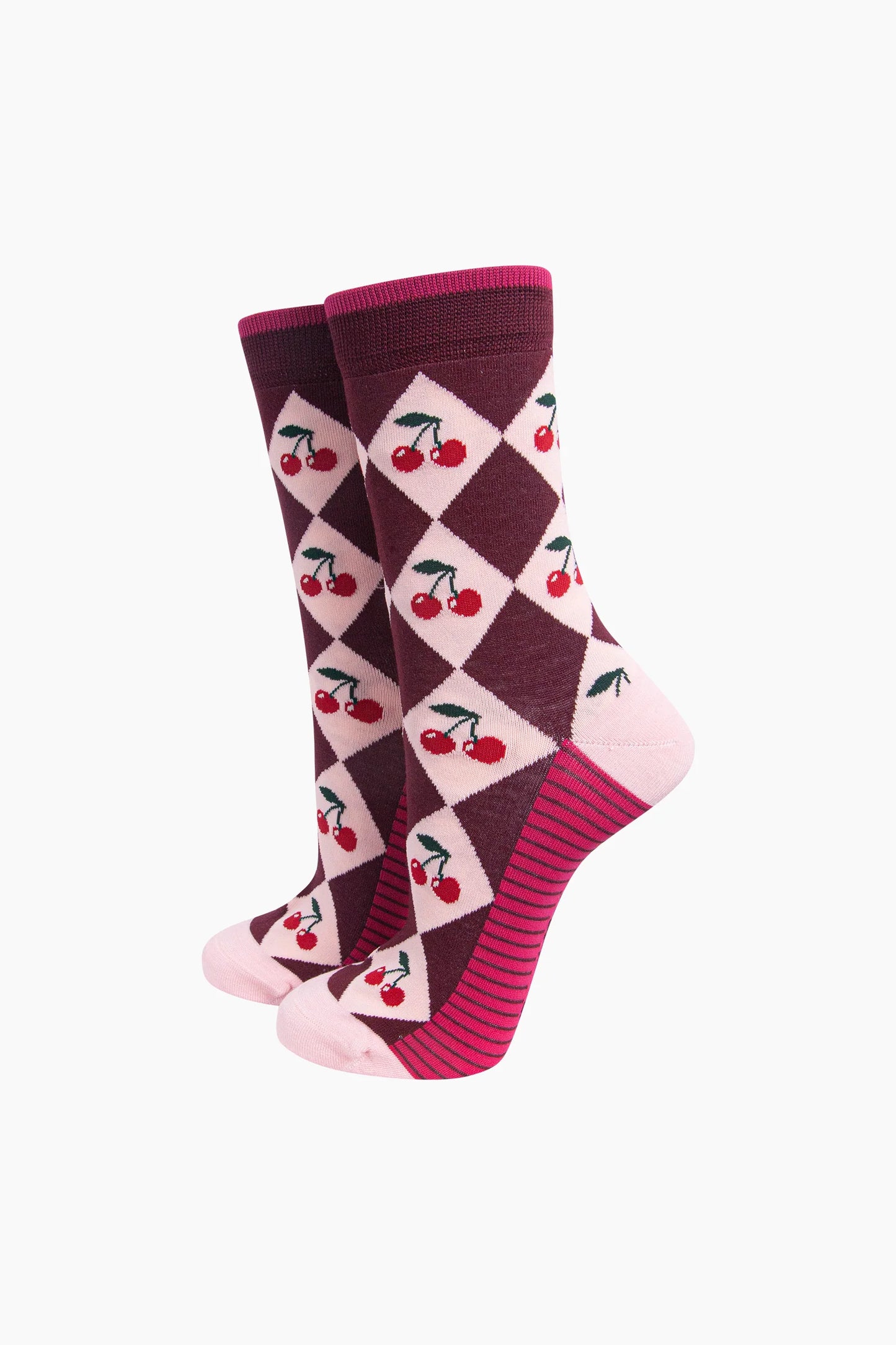 Cherry Argyle Socks - Sock Talk