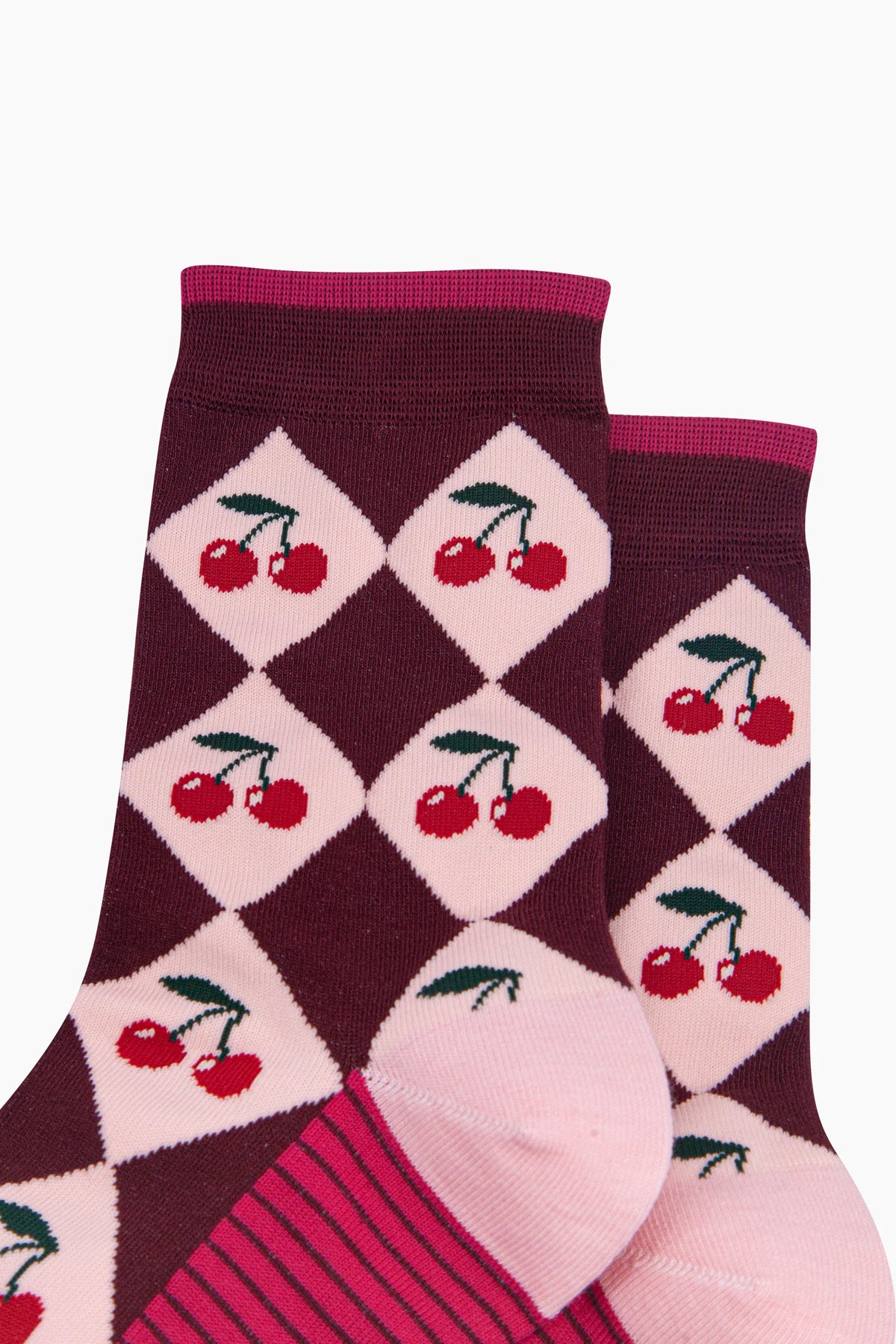 Cherry Argyle Socks - Sock Talk