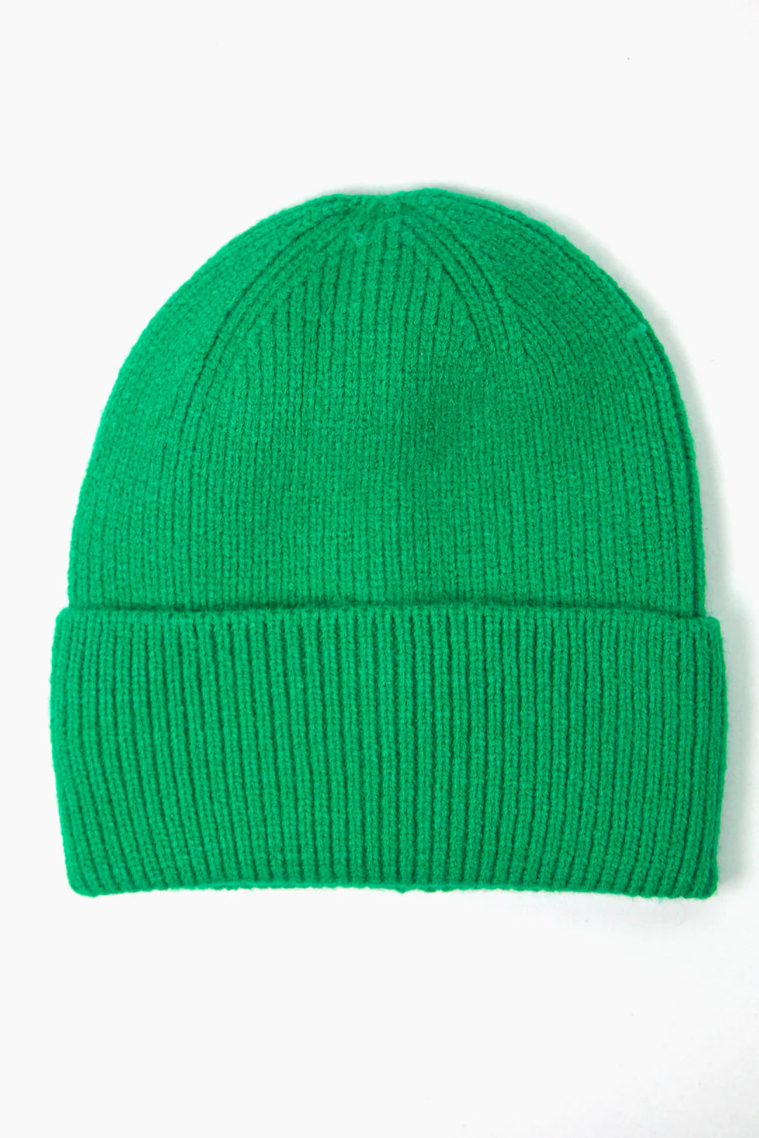 Bright Green Ribbed Beanie Hat