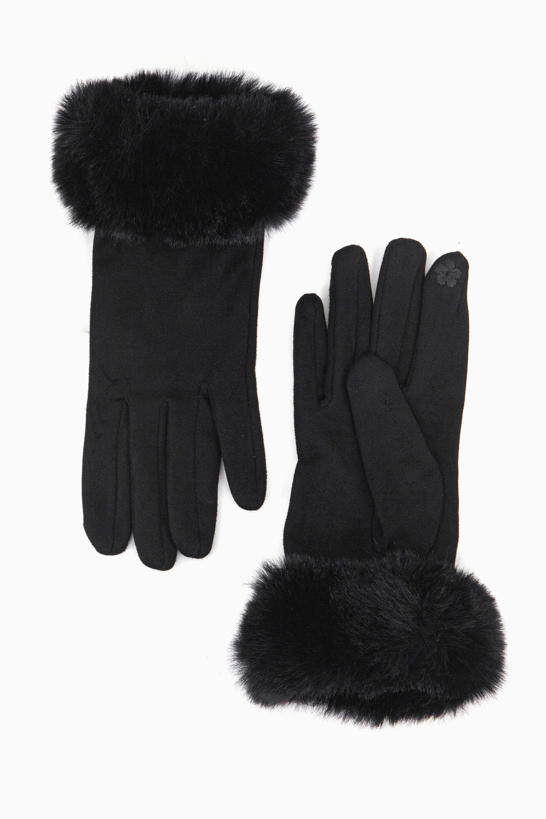 Black Velvet Gloves with Faux Fur Cuff