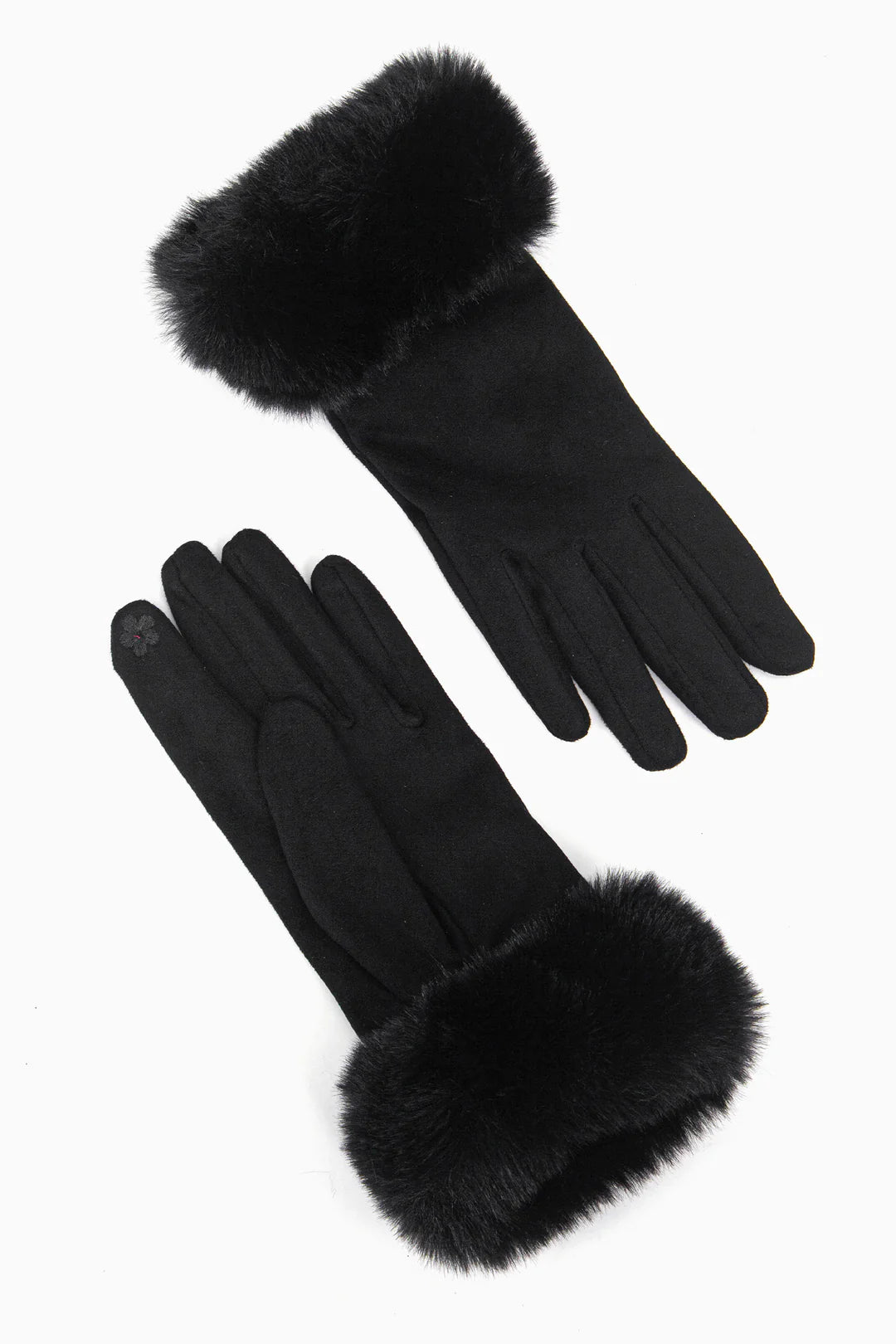 Black Velvet Gloves with Faux Fur Cuff