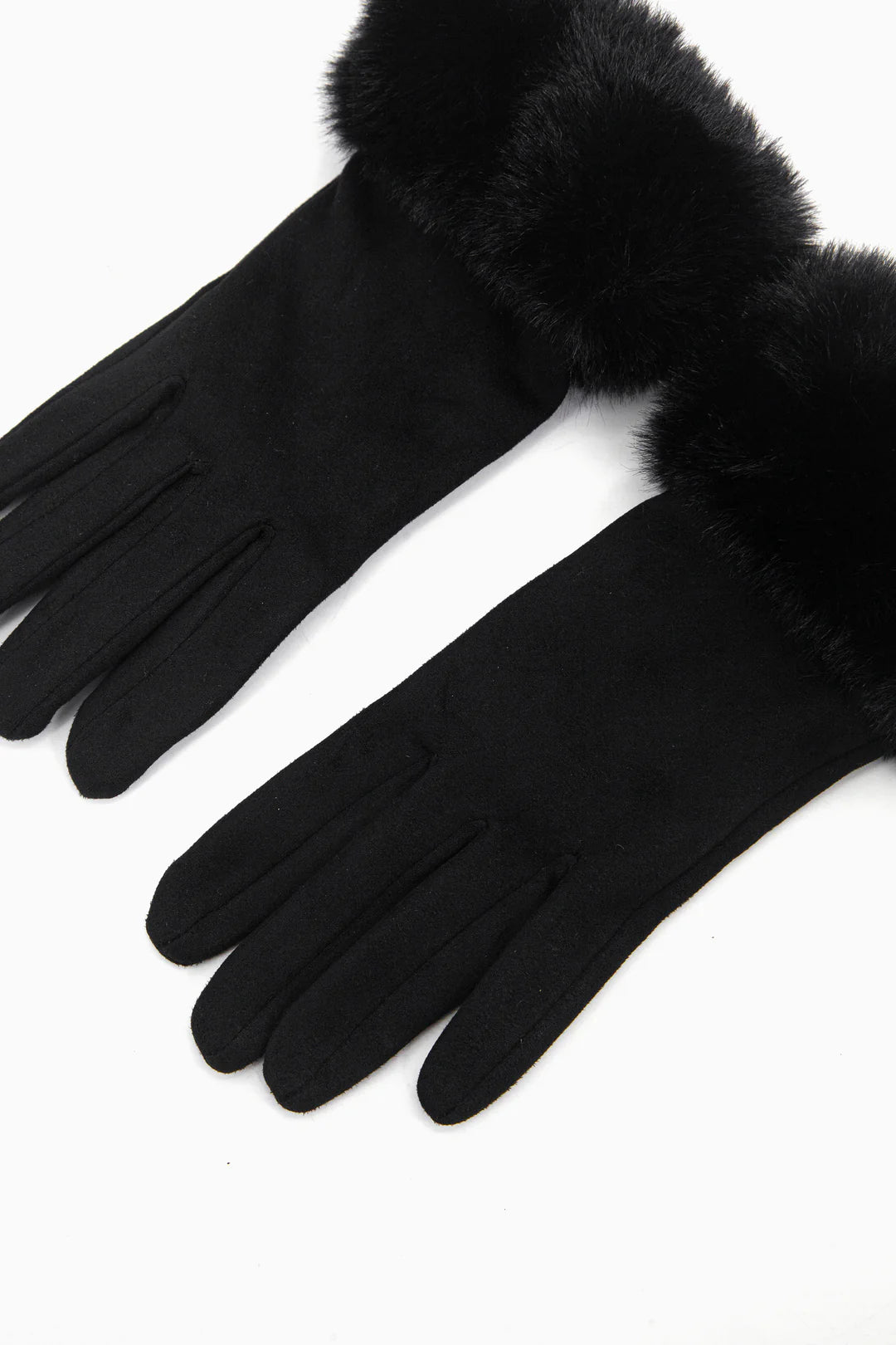 Black Velvet Gloves with Faux Fur Cuff