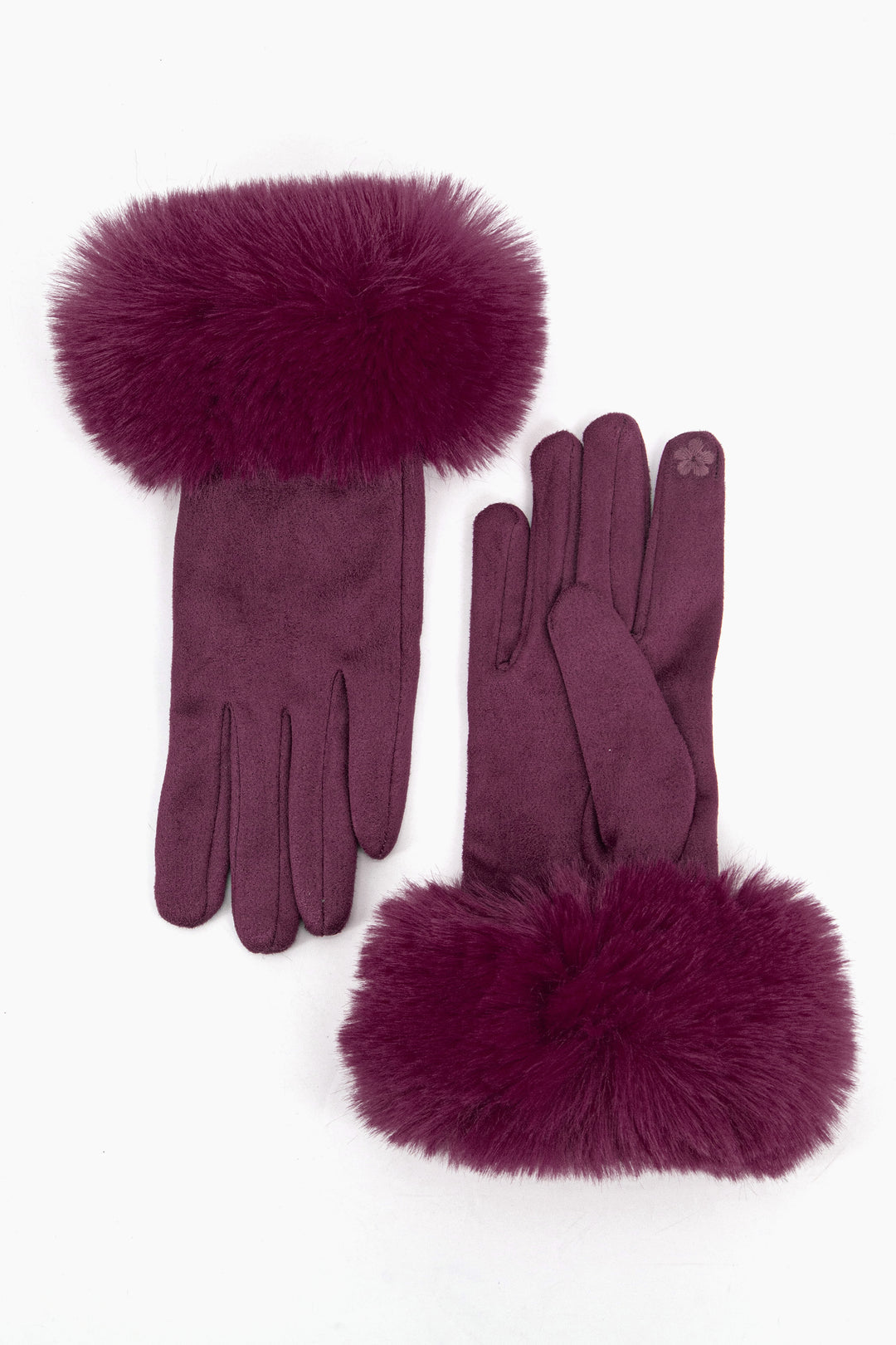 Berry Velvet Gloves with Faux Fur Cuff