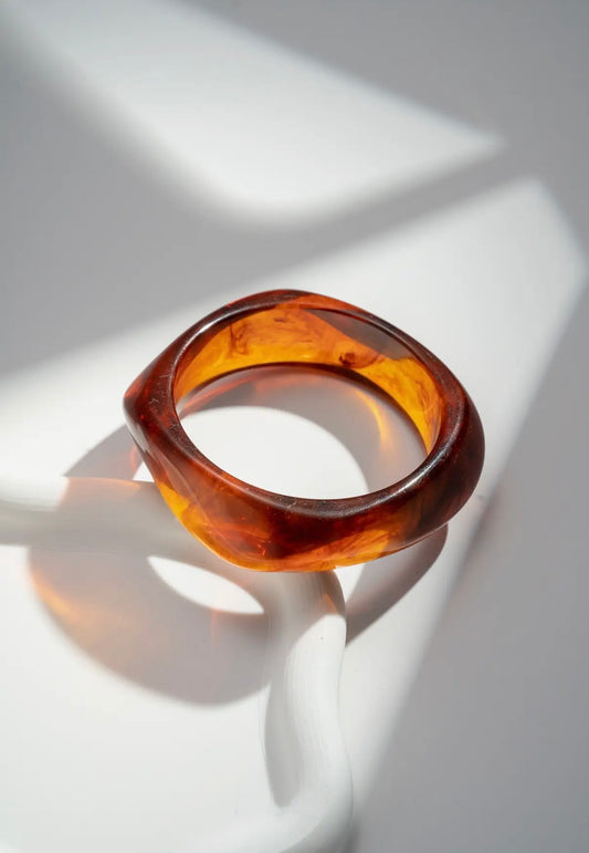 Marble Effect Resin Bangle in Tortoiseshell