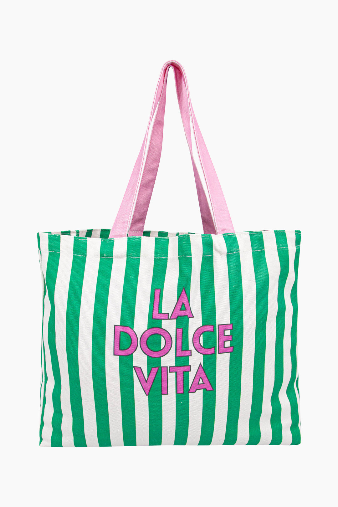 La Dolce Vita Striped Canvas Tote Bag in Green