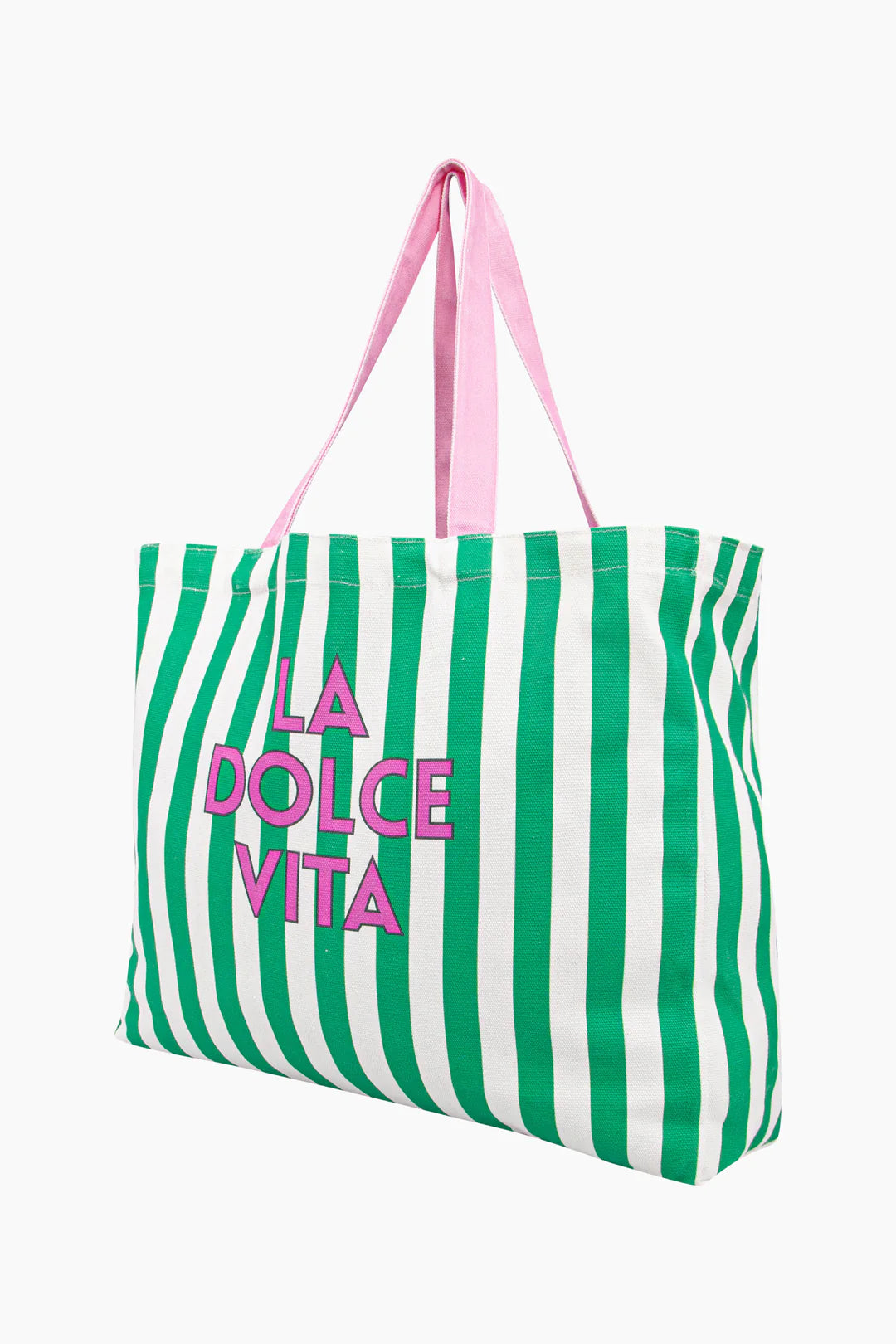 La Dolce Vita Striped Canvas Tote Bag in Green