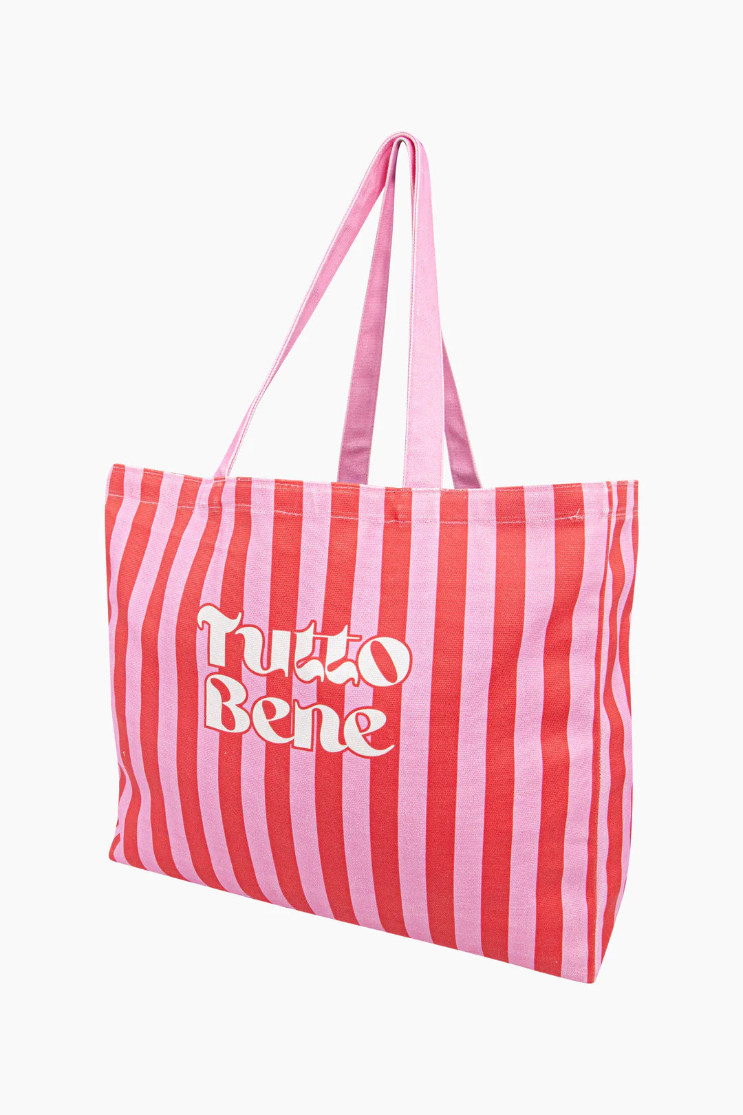 Tutto Bene Striped Canvas Tote Bag in Red and Pink