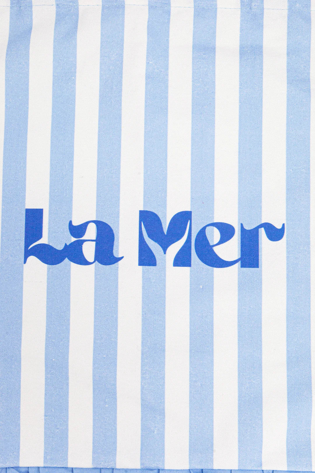 La Mer Striped Frilled Canvas Tote Bag in Blue