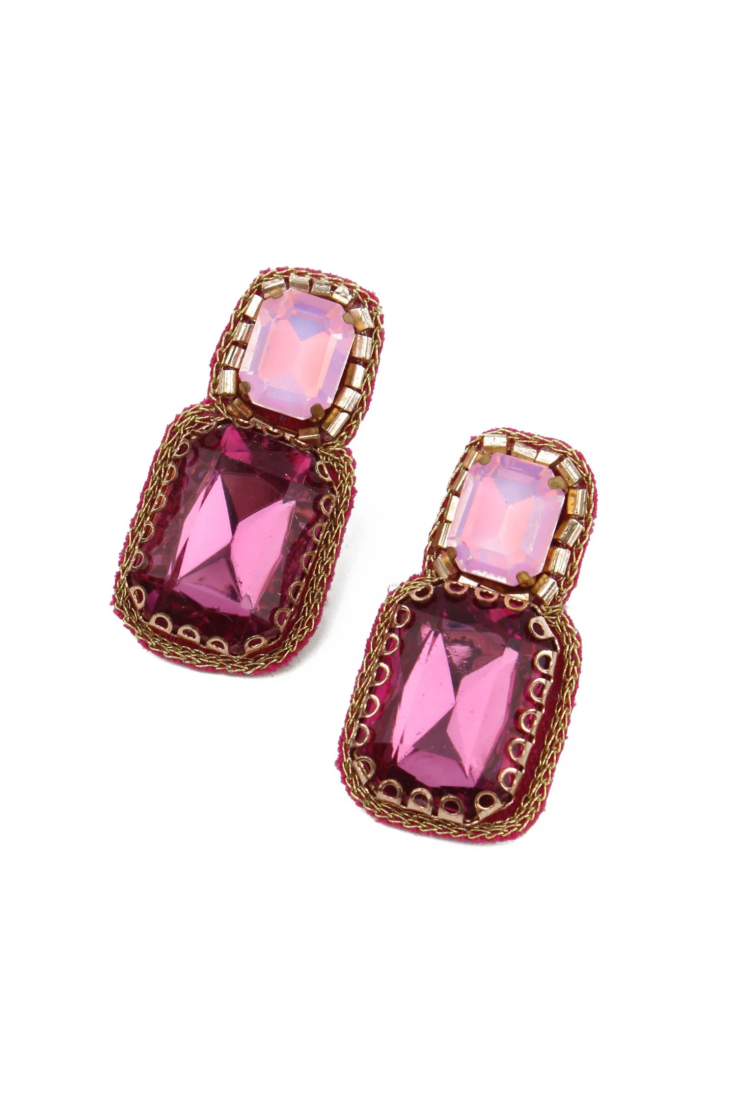 Dual Stone Earring in Pink - My Doris
