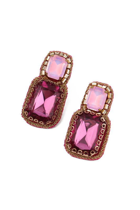Dual Stone Earring in Pink - My Doris