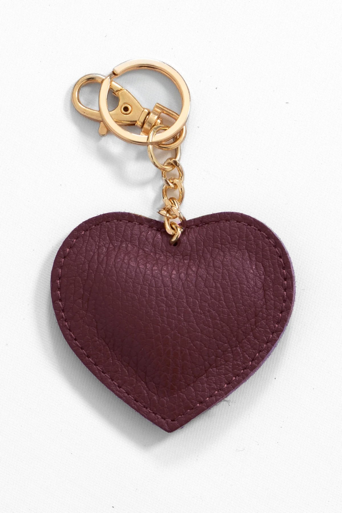 Italian Leather Heart Bag Charm in Burgundy