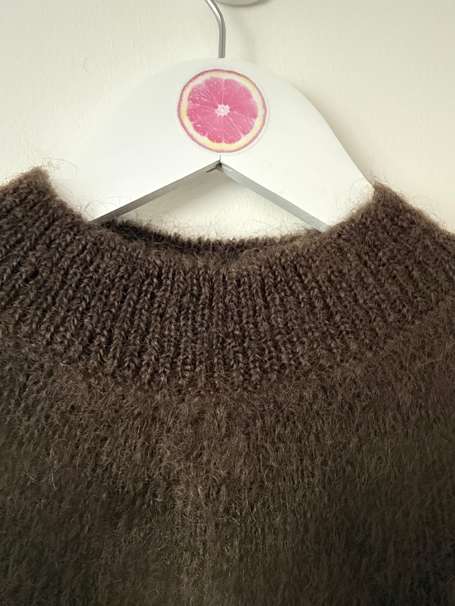 Fluffy Mohair Drop Shoulder Tank Top in Bitter Chocolate