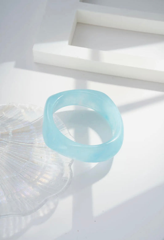 Marble Effect Resin Bangle in Sky Blue
