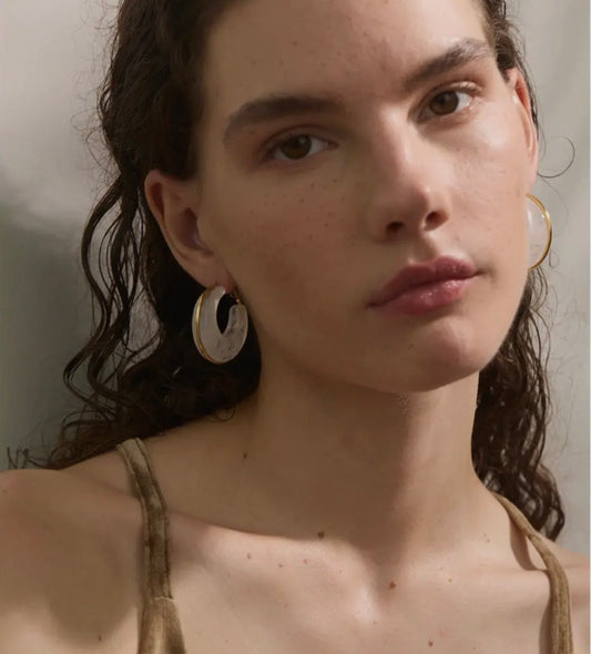 Acrylic Hoop Earrings in White - NOSTRUM