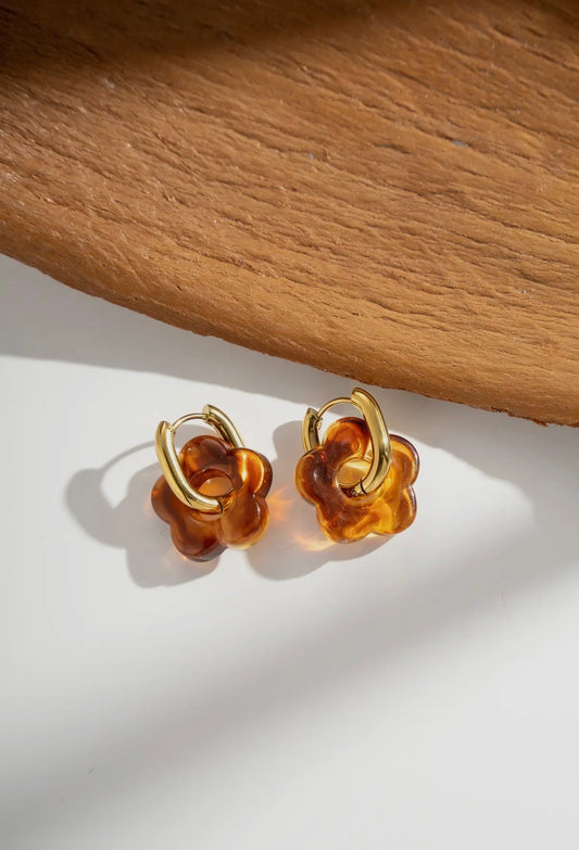 Resin Flower Hoops in Tortoiseshell - NOSTRUM