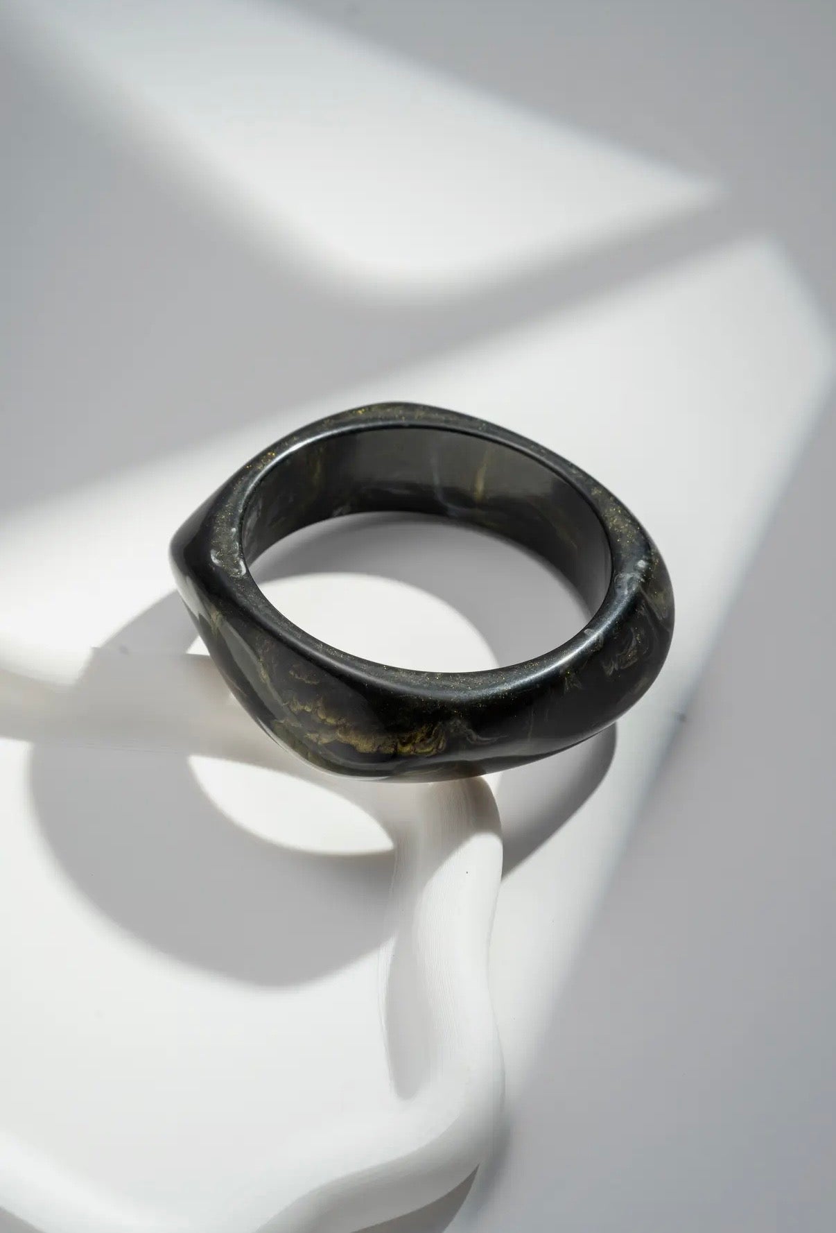 Marble Effect Resin Bangle in Black